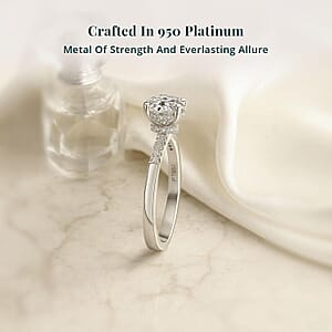 IGI Certified Luxuriant Lab Grown Diamond (E-F, VS) Halo Ring in 950 Platinum 1.50 ctw (Size 9.0)