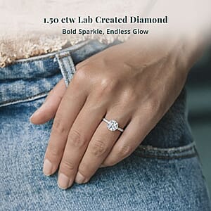 IGI Certified Luxuriant Lab Grown Diamond (E-F, VS) Halo Ring in 950 Platinum 1.50 ctw (Size 9.5)