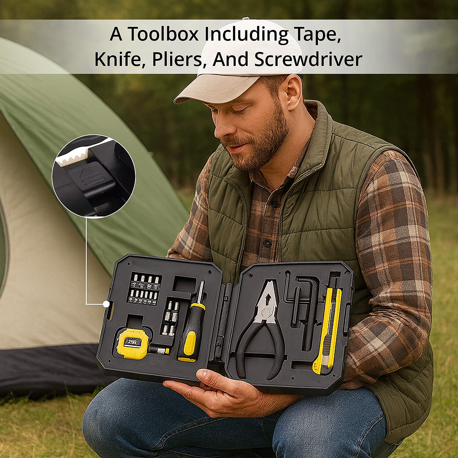 Solar Flash Light Tool Box Set - White