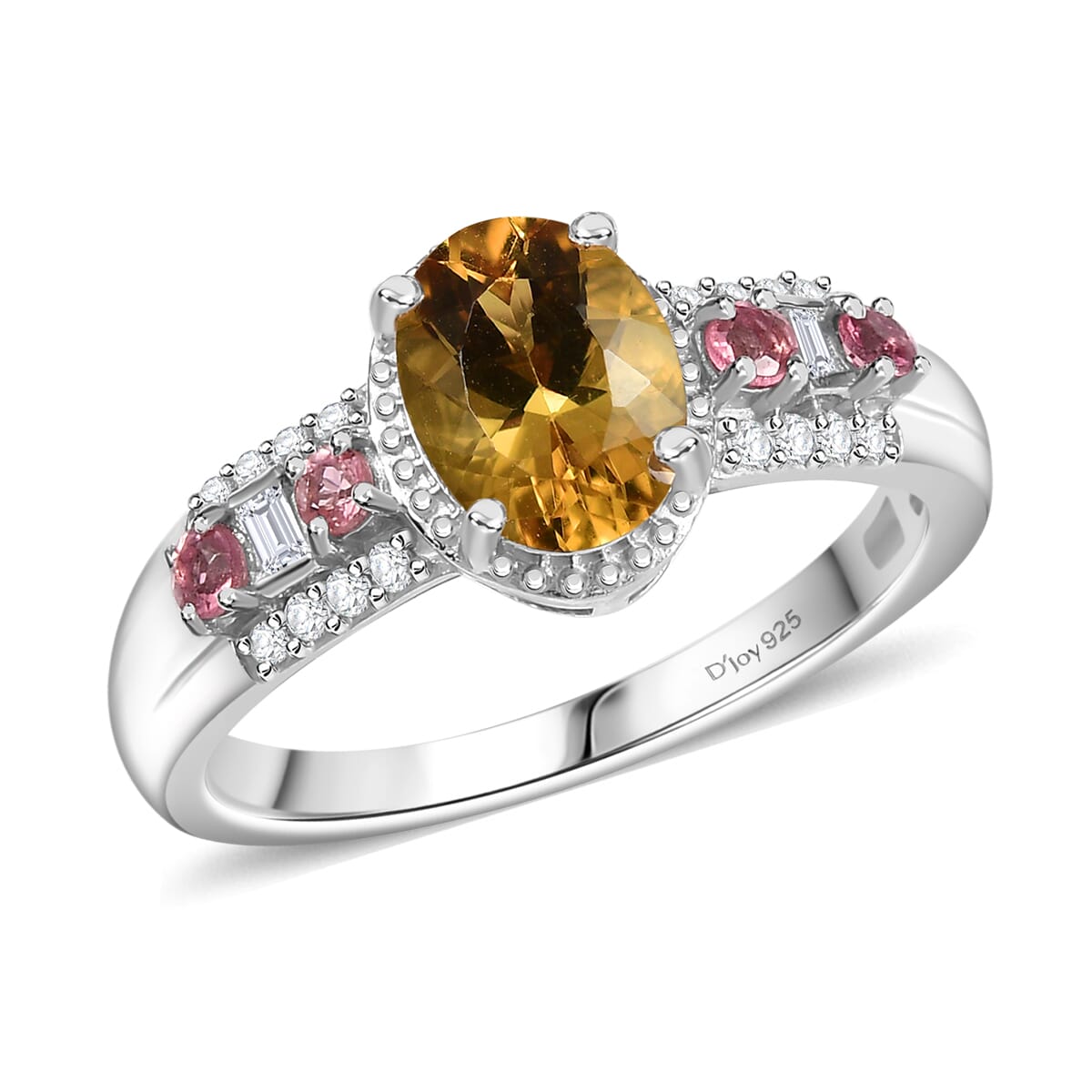 D'Joy Mocha Scapolite and Multi Gemstone 1.40 ctw Ring in Rhodium Over Sterling Silver (Size 10.0) image number 0