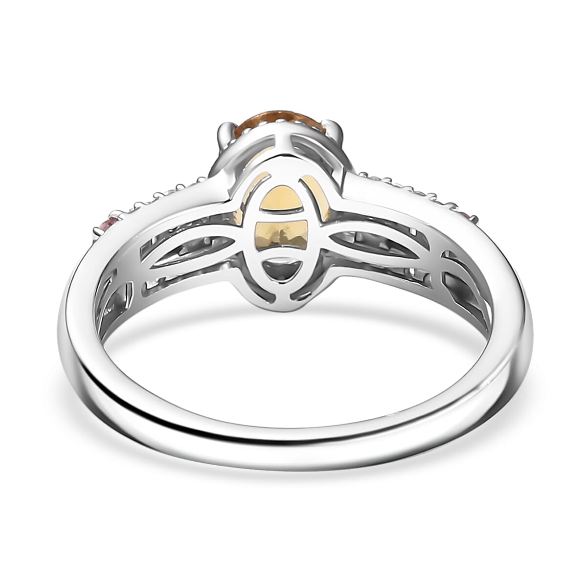 D'Joy Mocha Scapolite and Multi Gemstone 1.40 ctw Ring in Rhodium Over Sterling Silver (Size 10.0) image number 4