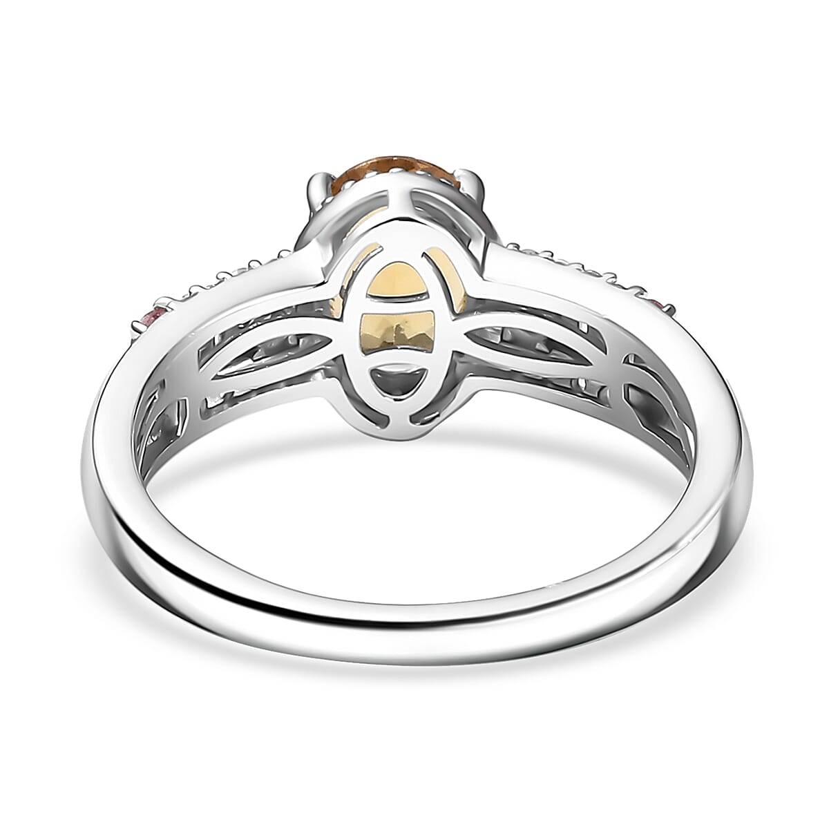 D'Joy Mocha Scapolite and Multi Gemstone 1.40 ctw Ring in Rhodium Over Sterling Silver (Size 7.0) image number 4