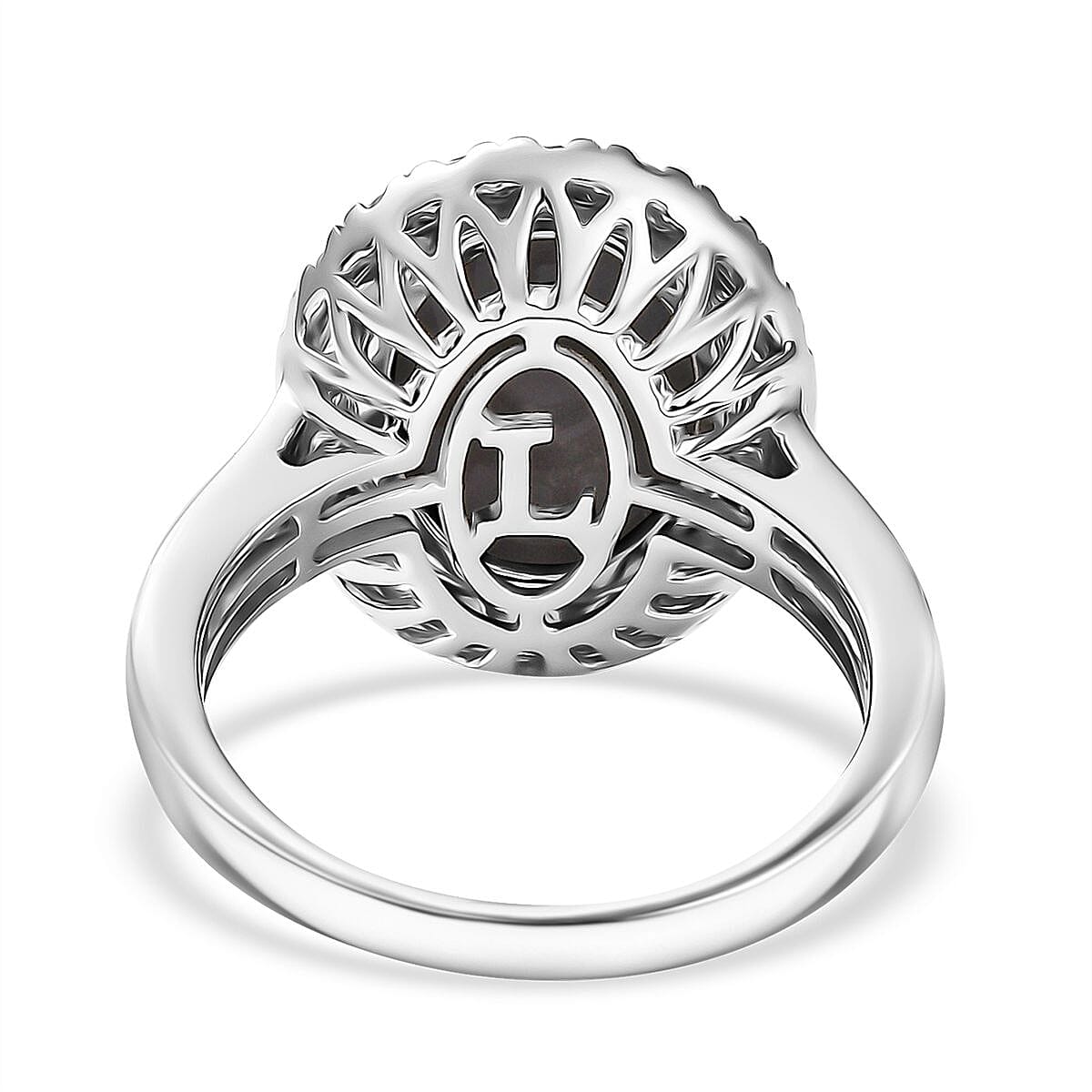 Certified & Appraised Premium Elysian Opal (Triplet) and G-H SI Luxuriant Lab Grown Diamond 4.34 ctw Halo Ring in 10K White Gold (Size 6.0) 4.38 Grams image number 4