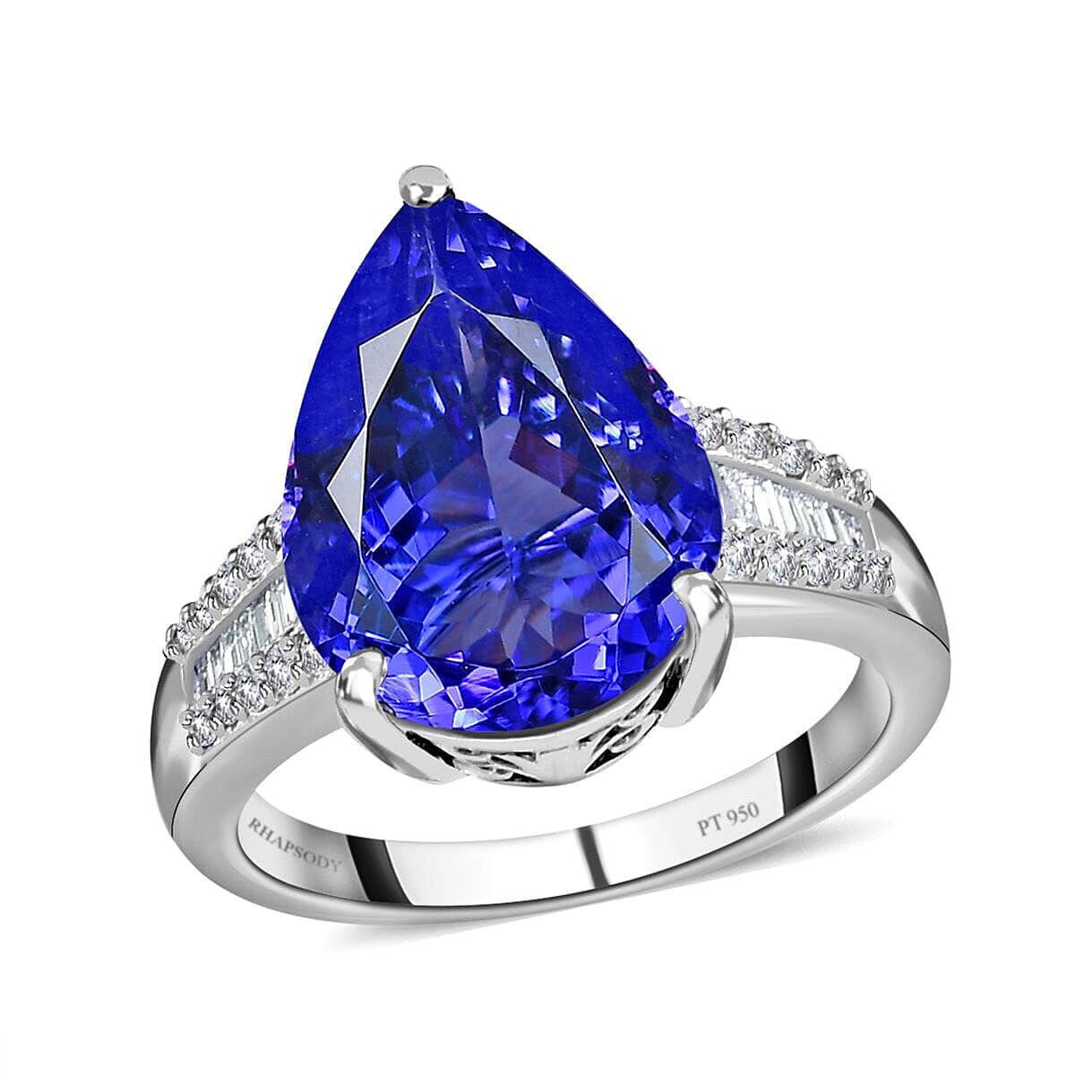 Rhapsody AAAA Tanzanite and E-F VS2 Diamond 7.90 ctw Ring in 950 Platinum (Size 7.5) 6.65 Grams image number 0