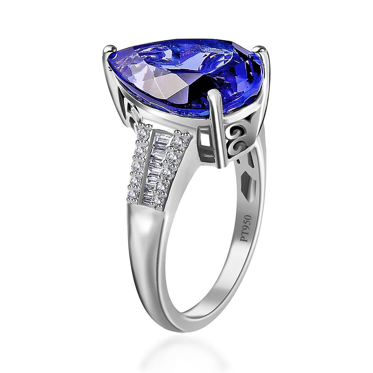 Rhapsody AAAA Tanzanite and E-F VS2 Diamond 7.90 ctw Ring in 950 Platinum (Size 7.5) 6.65 Grams image number 3