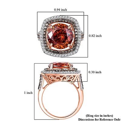 Luxoro 10K Rose Gold Premium Picos Altos Sphalerite, Natural Champagne and White Diamond (I2) (1.10 cts) Ring (Size 13.0) 10.30 ctw
