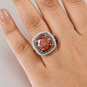 Luxoro 10K Rose Gold Premium Picos Altos Sphalerite, Natural Champagne and White Diamond (I2) (1.10 cts) Ring (Size 8.5) 10.30 ctw