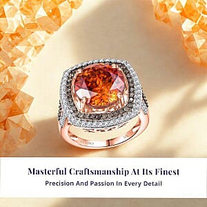 Luxoro 10K Rose Gold Premium Picos Altos Sphalerite, Natural Champagne and White Diamond (I2) (1.10 cts) Ring (Size 8.5) 10.30 ctw