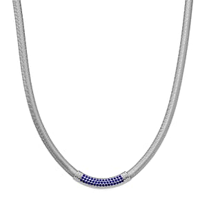 Blue Austrian Crystal Snake Chain Necklace in Stainless Steel 20-22 Inches