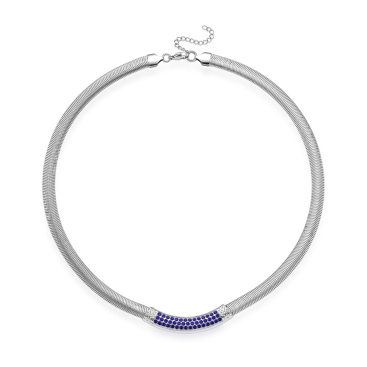 Blue Austrian Crystal Snake Chain Necklace in Stainless Steel 20-22 Inches image number 2