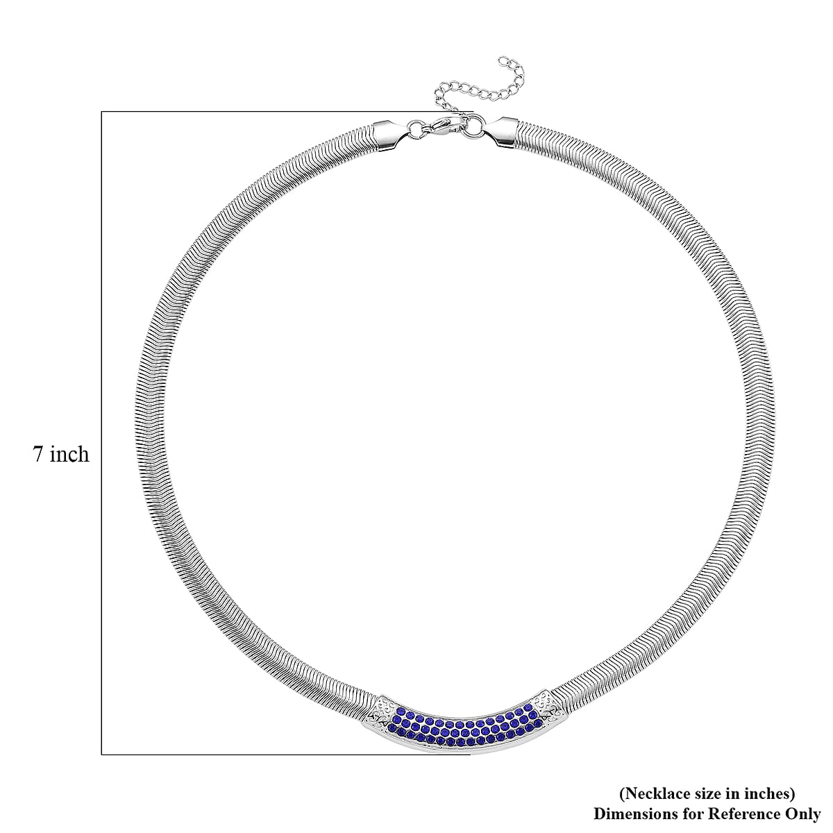 Blue Austrian Crystal Snake Chain Necklace in Stainless Steel 20-22 Inches image number 5