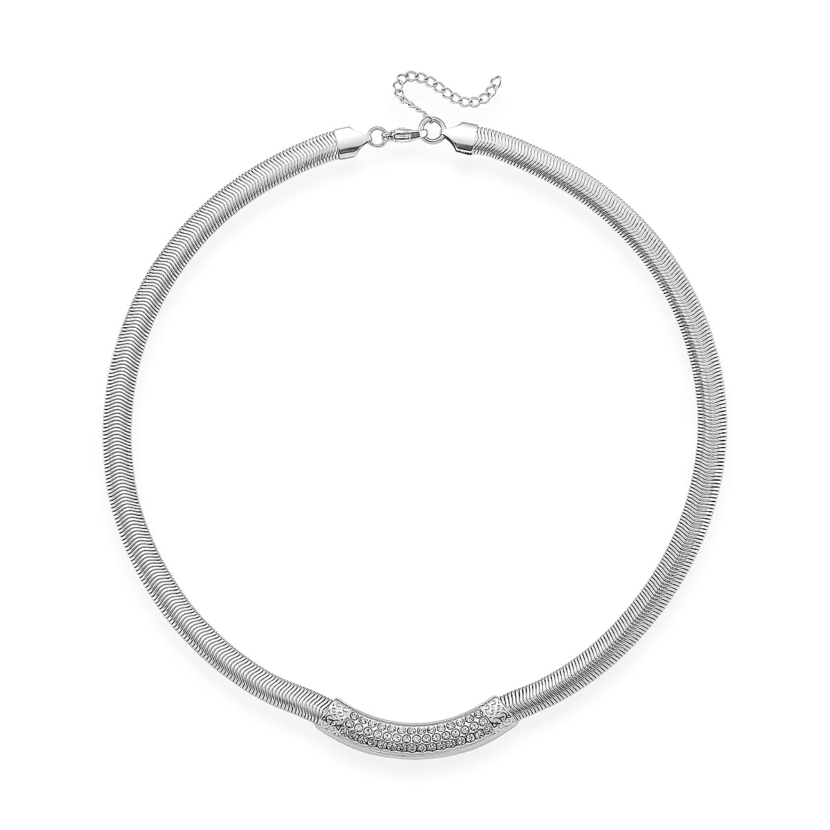 Austrian Crystal Snake Chain Necklace in Stainless Steel 20-22 Inches image number 2