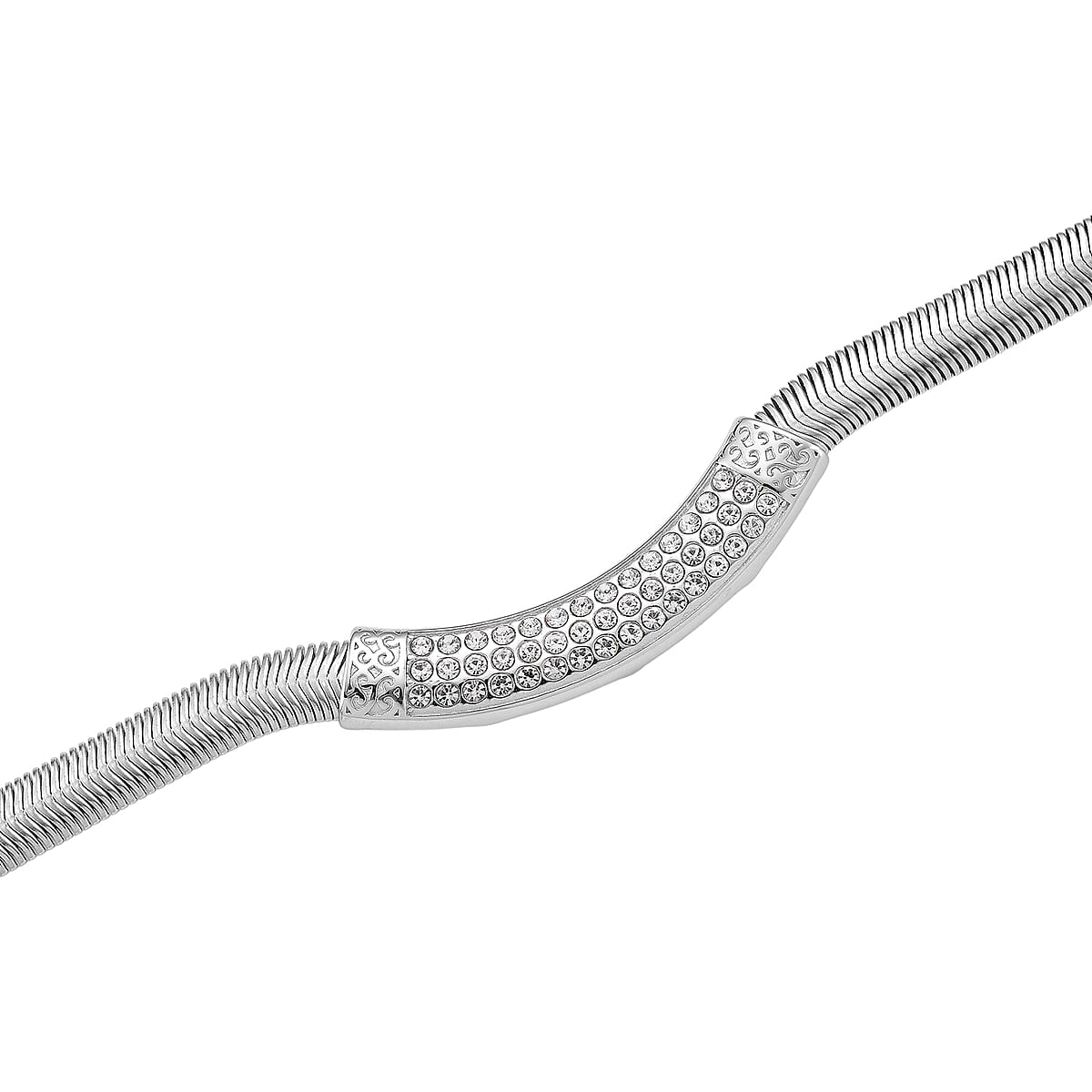 Austrian Crystal Snake Chain Necklace in Stainless Steel 20-22 Inches image number 3