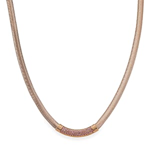 Pink Austrian Crystal Snake Chain Necklace in ION Plated RG Stainless Steel 20-22 Inches