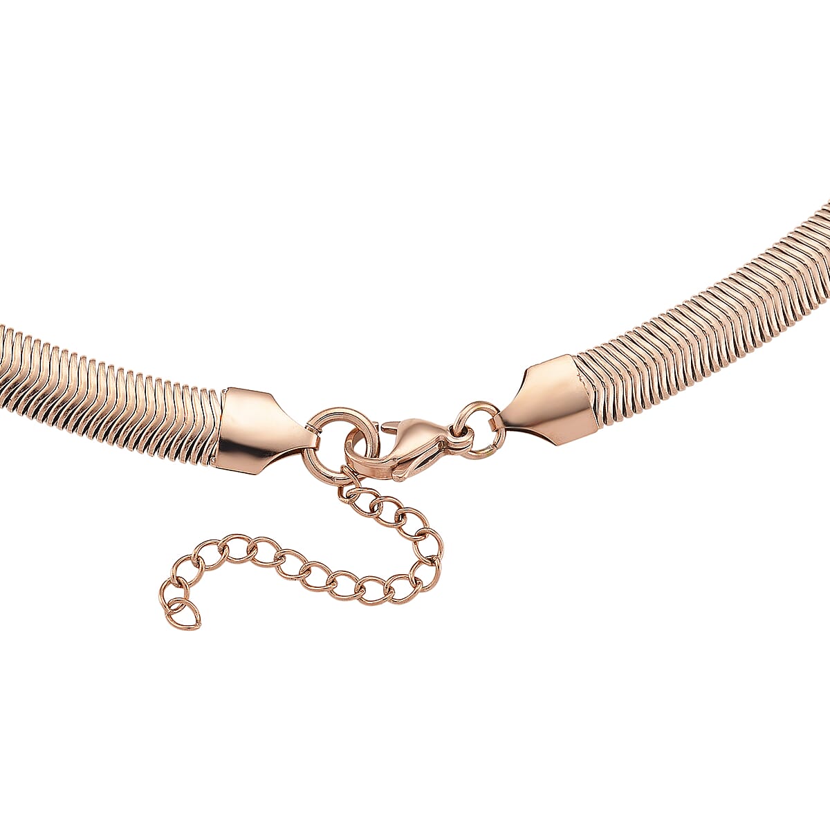 Pink Austrian Crystal Snake Chain Necklace in ION Plated RG Stainless Steel 20-22 Inches image number 4