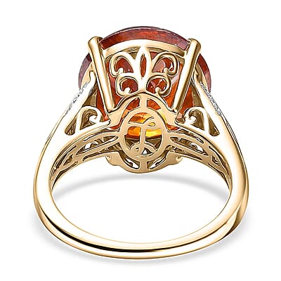 Luxoro 10K Rose Gold Premium Picos Altos Sphalerite, Diamond (I2) (0.17 cts) Ring (Size 11.0) 12.35 ctw