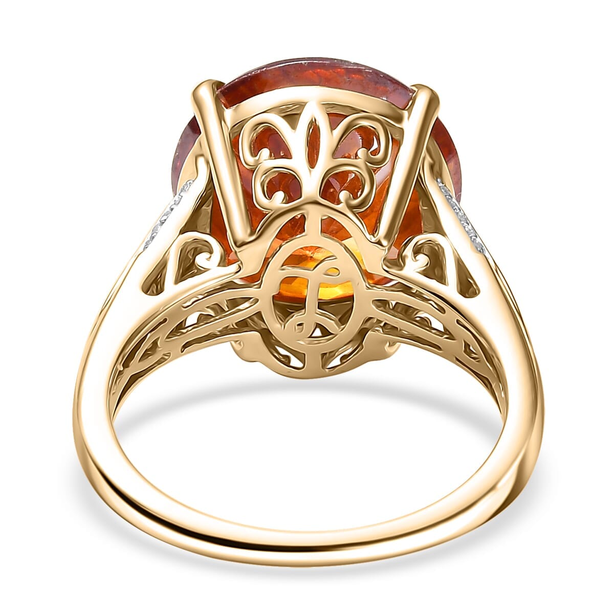 Luxoro Premium Picos Altos Sphalerite and I2 Diamond 12.35 ctw Fireheart Ring in 10K Yellow Gold (Size 7.0) image number 4