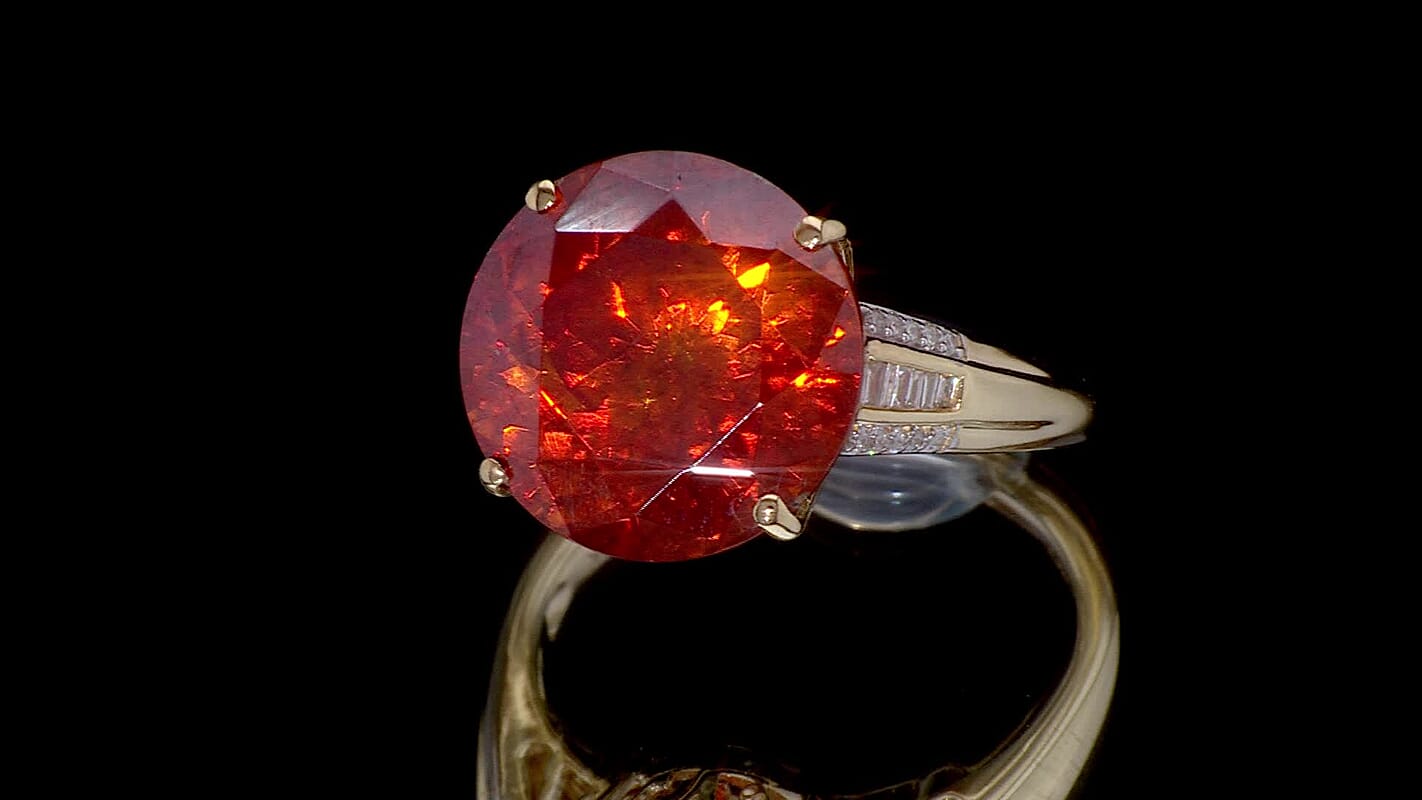 Luxoro 10K Rose Gold Premium Picos Altos Sphalerite, Diamond (I2) (0.17 cts) Ring (Size 10.0) 12.35 ctw