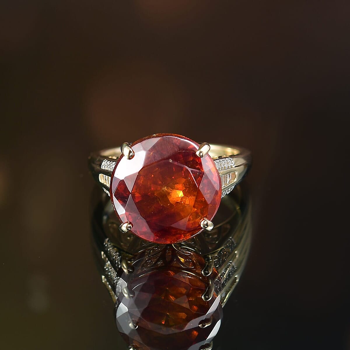 Luxoro 10K Rose Gold Premium Picos Altos Sphalerite, Diamond (I2) (0.17 cts) Ring (Size 9.0) 12.35 ctw image number 1