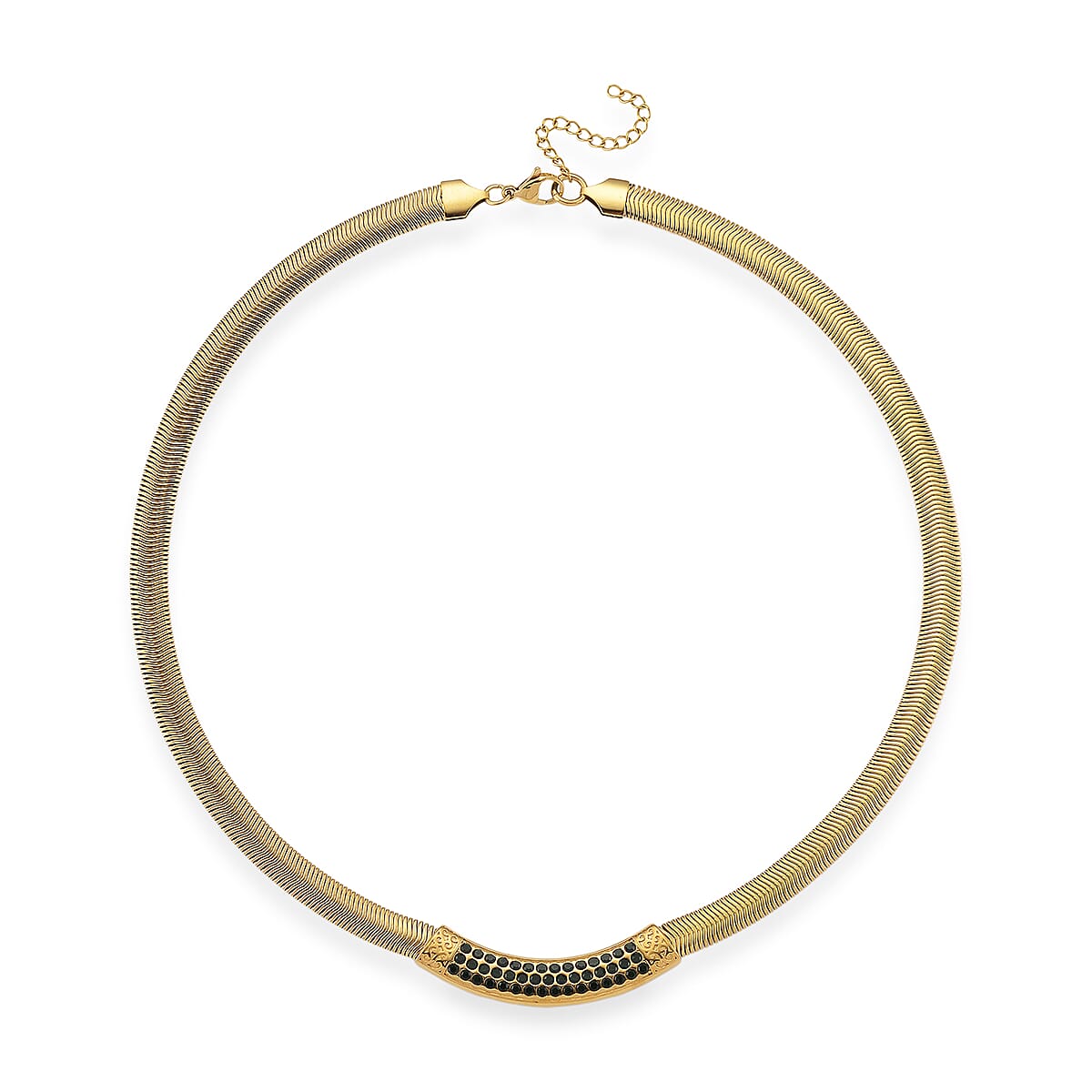 Green Austrian Crystal Snake Chain Necklace in ION Plated YG Stainless Steel 20-22 Inches image number 2