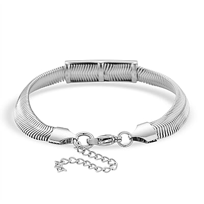 Blue Austrian Crystal Snake Chain Bracelet in Stainless Steel (7.5-9.5In)
