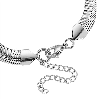 Blue Austrian Crystal Snake Chain Bracelet in Stainless Steel (7.5-9.5In)