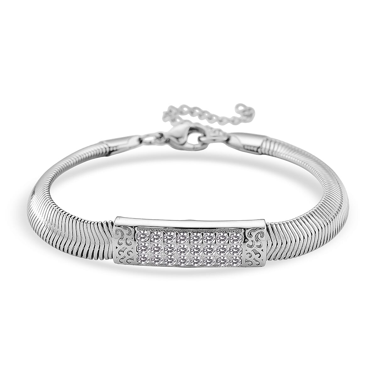 Austrian Crystal Snake Chain Bracelet in Stainless Steel (7.5-9.5In) image number 0