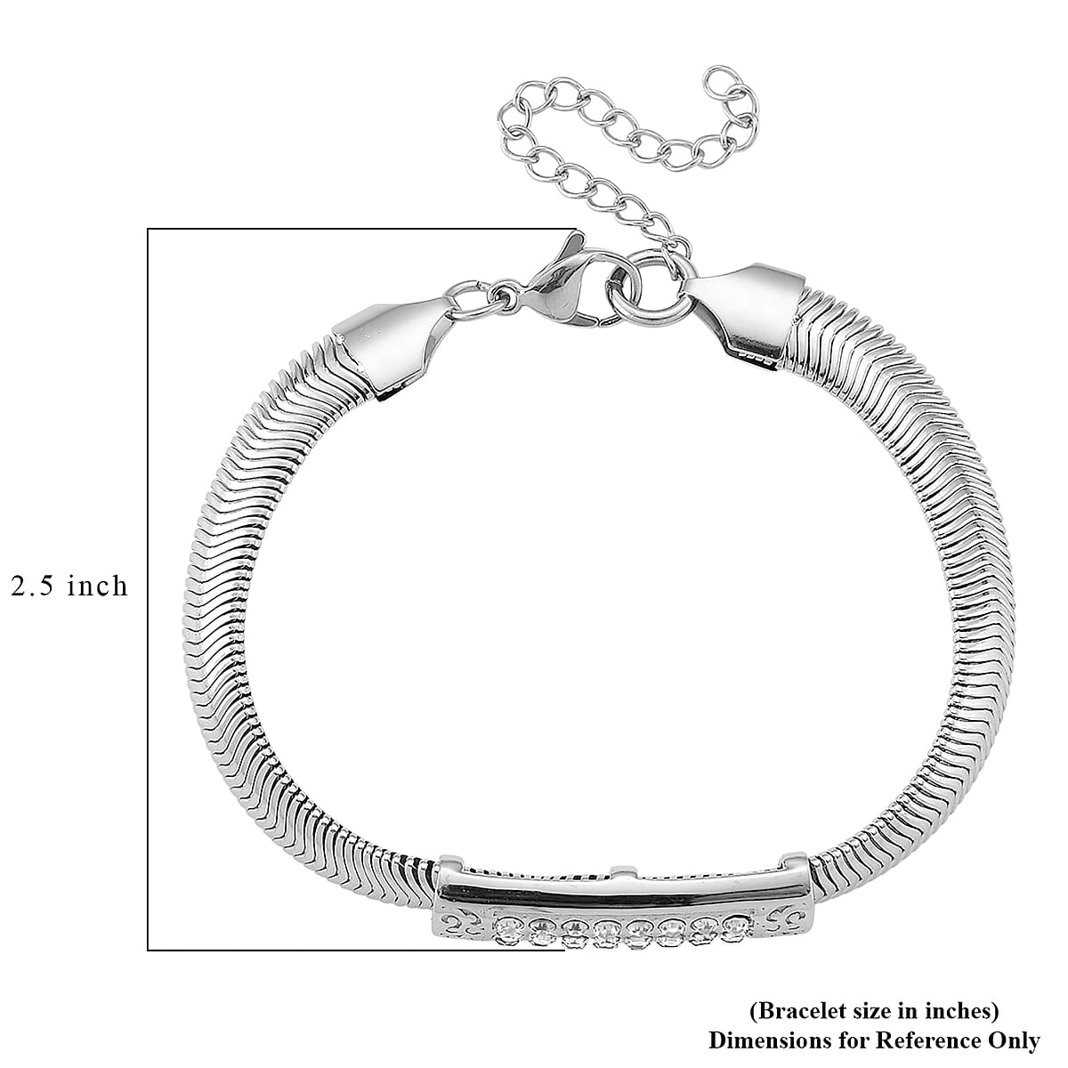 Austrian Crystal Snake Chain Bracelet in Stainless Steel (7.5-9.5In) image number 4