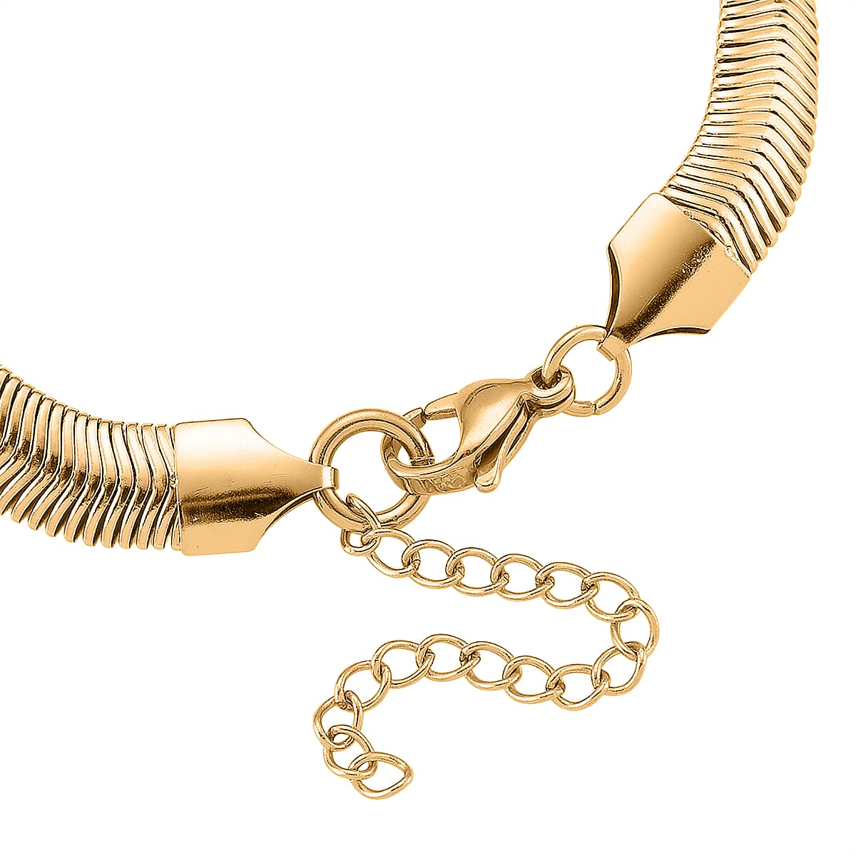 Green Austrian Crystal Snake Chain Bracelet in ION Plated YG Stainless Steel (7.5-9.5In) image number 3