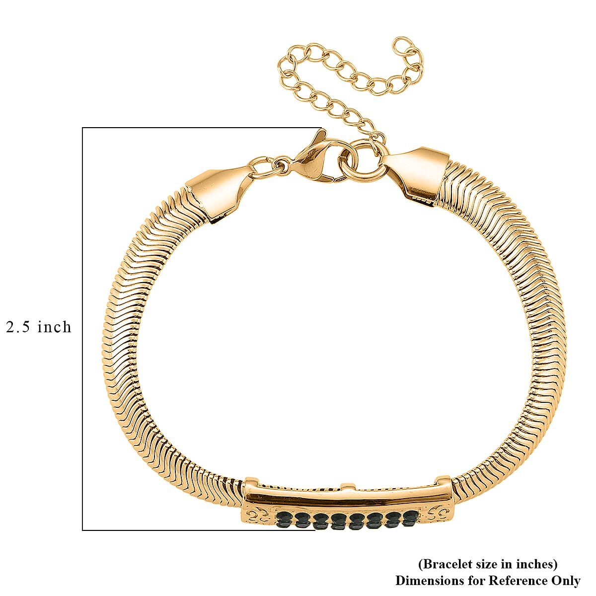 Green Austrian Crystal Snake Chain Bracelet in ION Plated YG Stainless Steel (7.5-9.5In) image number 4