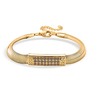 Champagne Austrian Crystal Snake Chain Bracelet in ION Plated YG Stainless Steel (7.5-9.5In)