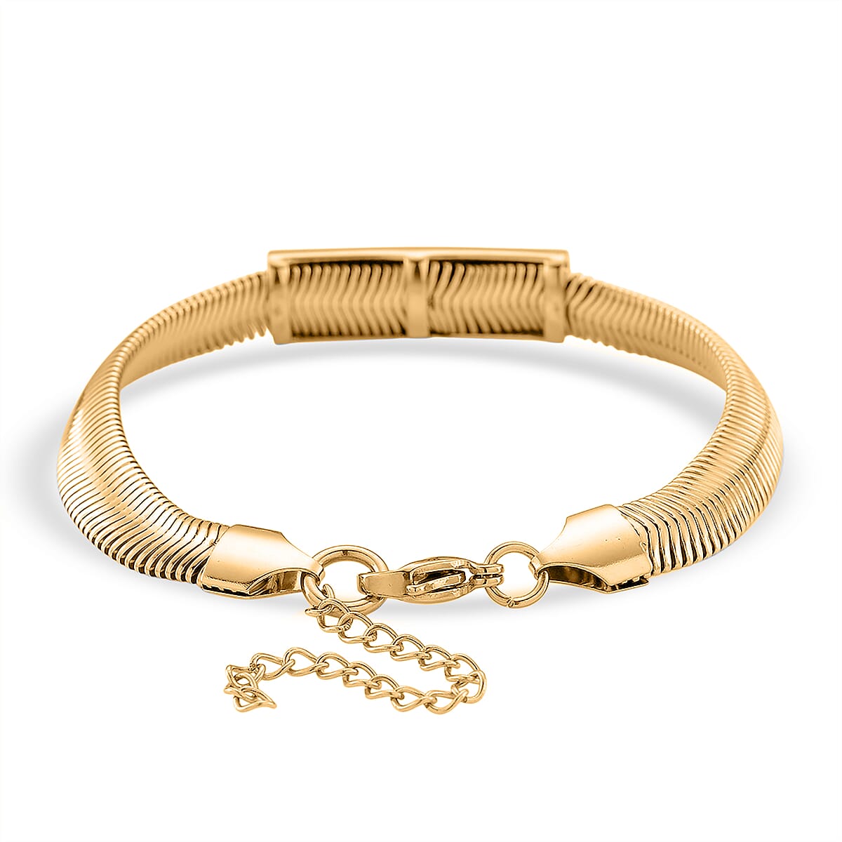 Champagne Austrian Crystal Snake Chain Bracelet in ION Plated YG Stainless Steel (7.5-9.5In) image number 2