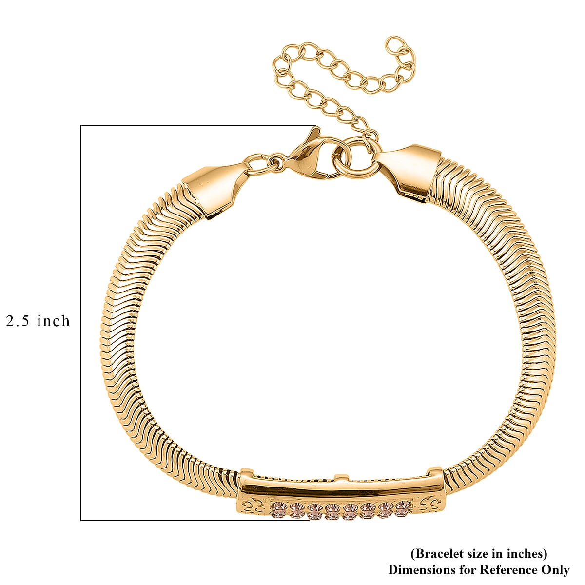 Champagne Austrian Crystal Snake Chain Bracelet in ION Plated YG Stainless Steel (7.5-9.5In) image number 4