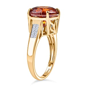10K Yellow Gold Premium Picos Altos Sphalerite, Luxuriant Lab Grown Diamond (E-F, VS) (0.30 cts) Ring (Size 10.0) 14.30 ctw