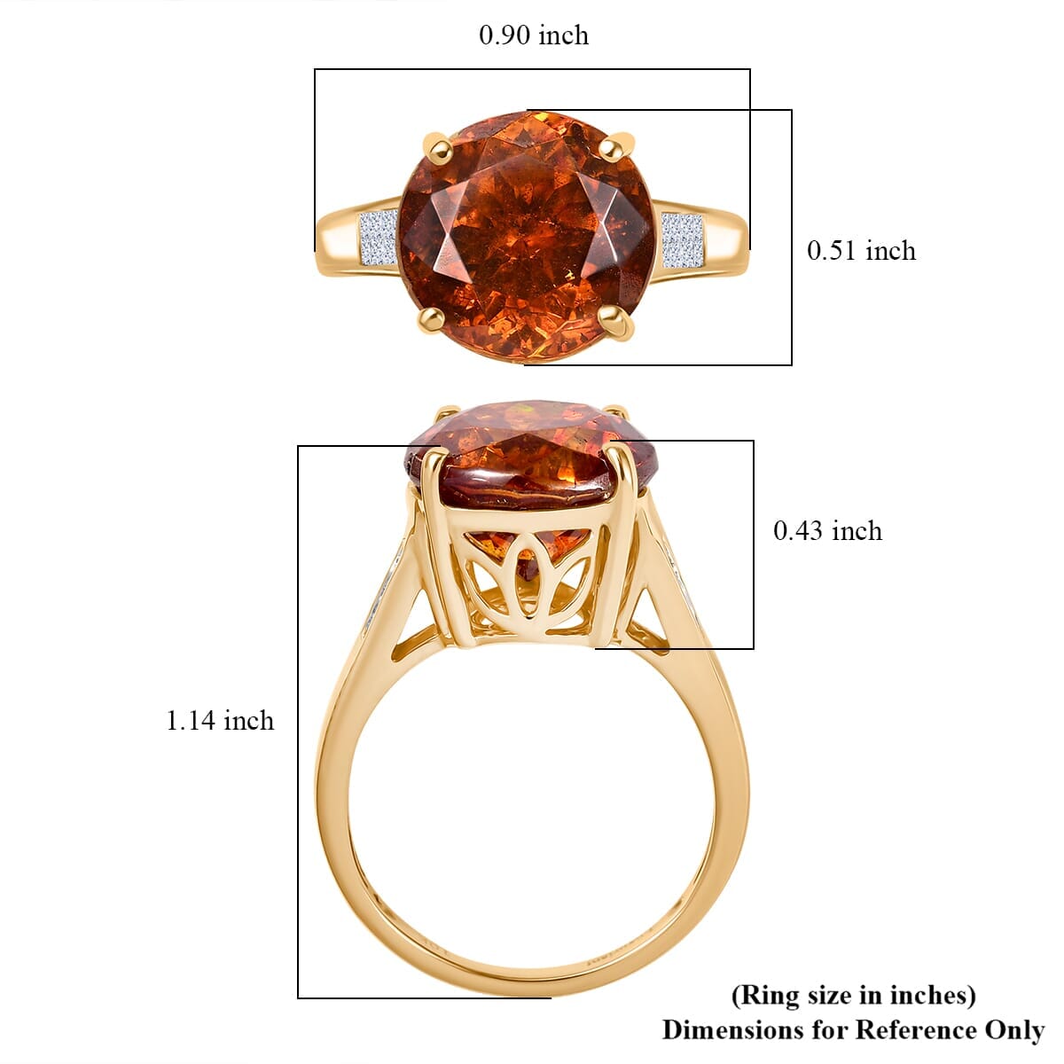 10K Yellow Gold Premium Picos Altos Sphalerite, Luxuriant Lab Grown Diamond (E-F, VS) (0.30 cts) Ring (Size 10.0) 14.30 ctw image number 5