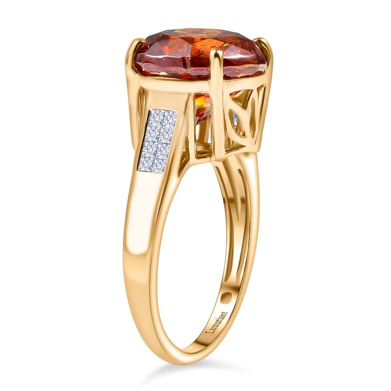 10K Yellow Gold Premium Picos Altos Sphalerite, Luxuriant Lab Grown Diamond (E-F, VS) (0.30 cts) Ring (Size 14.0) 14.30 ctw