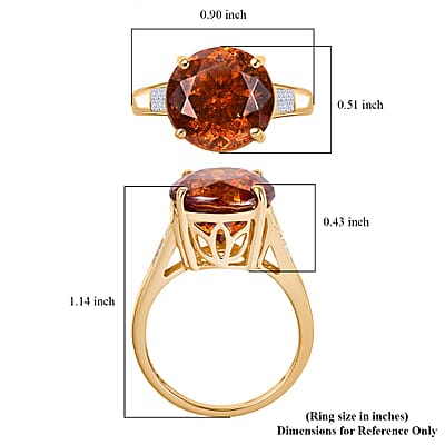 10K Yellow Gold Premium Picos Altos Sphalerite, Luxuriant Lab Grown Diamond (E-F, VS) (0.30 cts) Ring (Size 14.0) 14.30 ctw