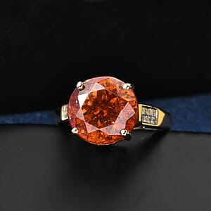 10K Yellow Gold Premium Picos Altos Sphalerite, Luxuriant Lab Grown Diamond (E-F, VS) (0.30 cts) Ring (Size 6.0) 14.30 ctw