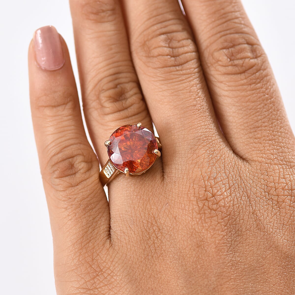 Premium Picos Altos Sphalerite and E-F VS Luxuriant Lab Grown Diamond 14.50 ctw Molten Majesty Ring in 10K Yellow Gold (Size 7.0) image number 2