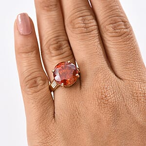 Premium Picos Altos Sphalerite and E-F VS Luxuriant Lab Grown Diamond 14.50 ctw Molten Majesty Ring in 10K Yellow Gold (Size 7.0)