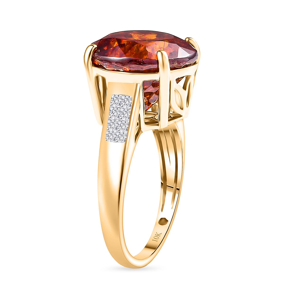Premium Picos Altos Sphalerite and E-F VS Luxuriant Lab Grown Diamond 14.50 ctw Molten Majesty Ring in 10K Yellow Gold (Size 7.0) image number 3