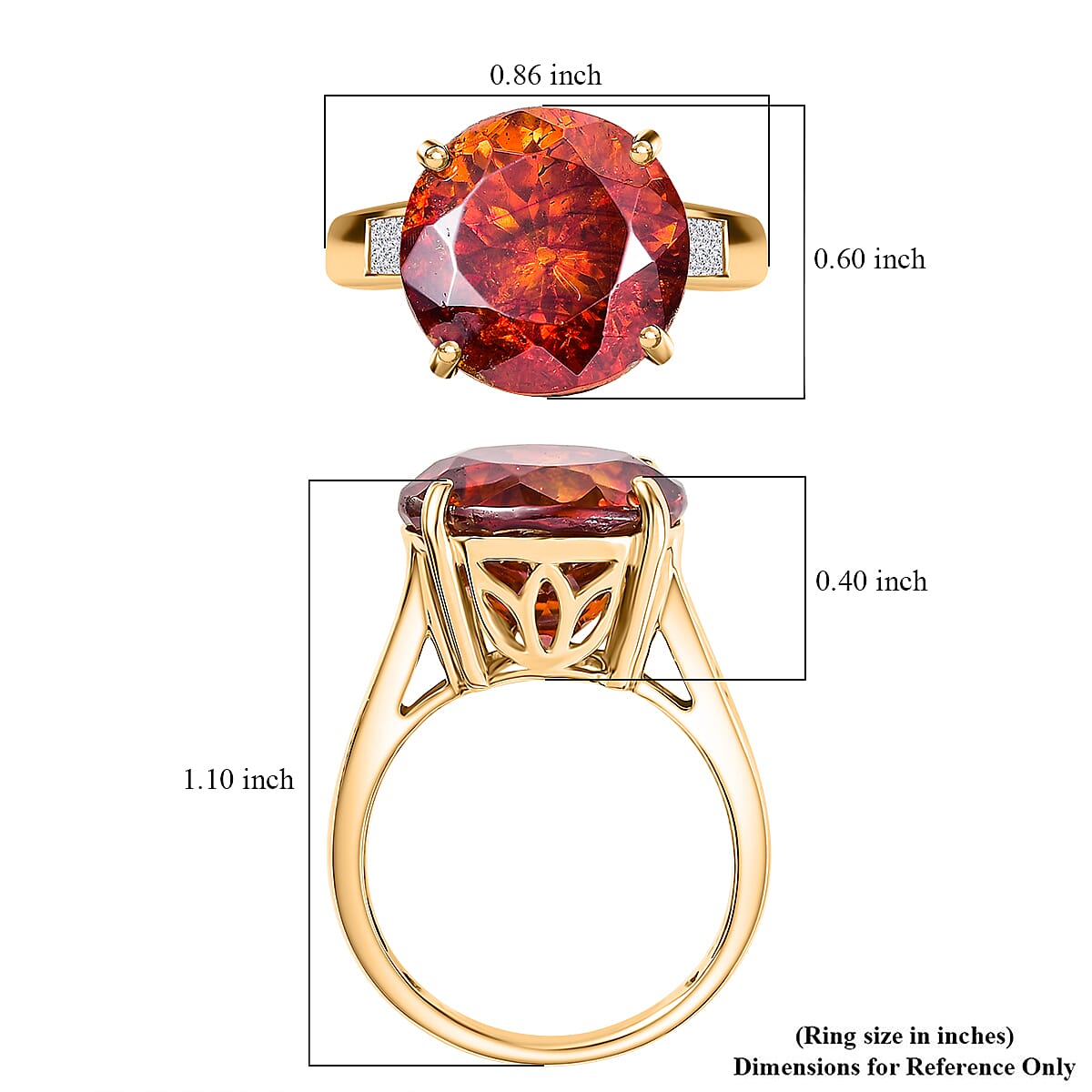 Premium Picos Altos Sphalerite and E-F VS Luxuriant Lab Grown Diamond 14.50 ctw Molten Majesty Ring in 10K Yellow Gold (Size 7.0) image number 5