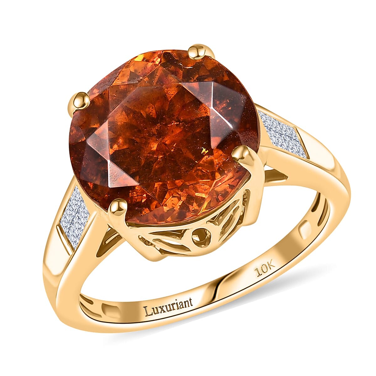 Premium Picos Altos Sphalerite and E-F VS Luxuriant Lab Grown Diamond 14.50 ctw Molten Majesty Ring in 10K Yellow Gold (Size 8.0) image number 0