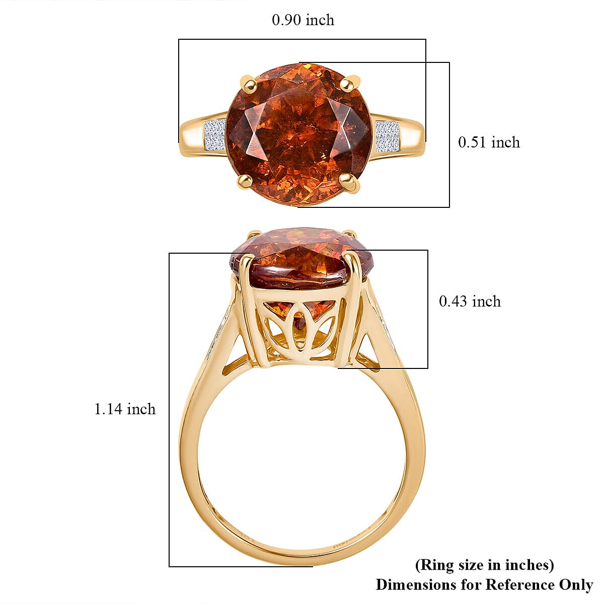 10K Yellow Gold Premium Picos Altos Sphalerite, Luxuriant Lab Grown Diamond (E-F, VS) (0.30 cts) Ring (Size 8.5) 14.30 ctw image number 5
