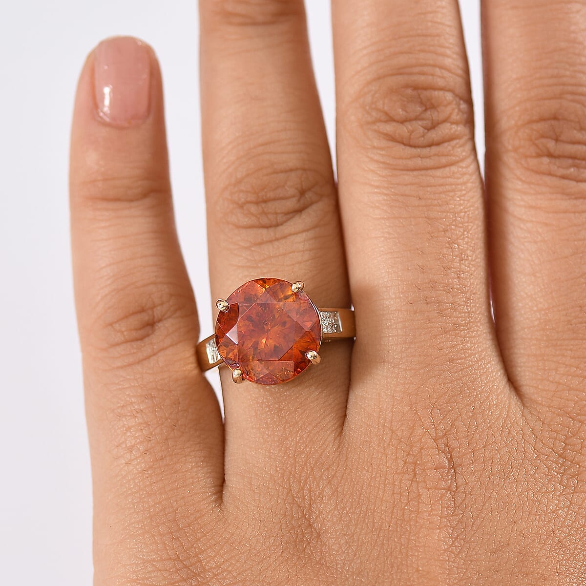 Premium Picos Altos Sphalerite and E-F VS Luxuriant Lab Grown Diamond 14.50 ctw Molten Majesty Ring in 10K Yellow Gold (Size 9.0) image number 2