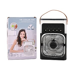 Multifunctional 5-hole Humidifier Fan with Handle with Flashing Light - Black