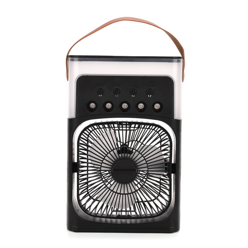 Multifunctional 5-hole Humidifier Fan with Handle with Flashing Light - Black