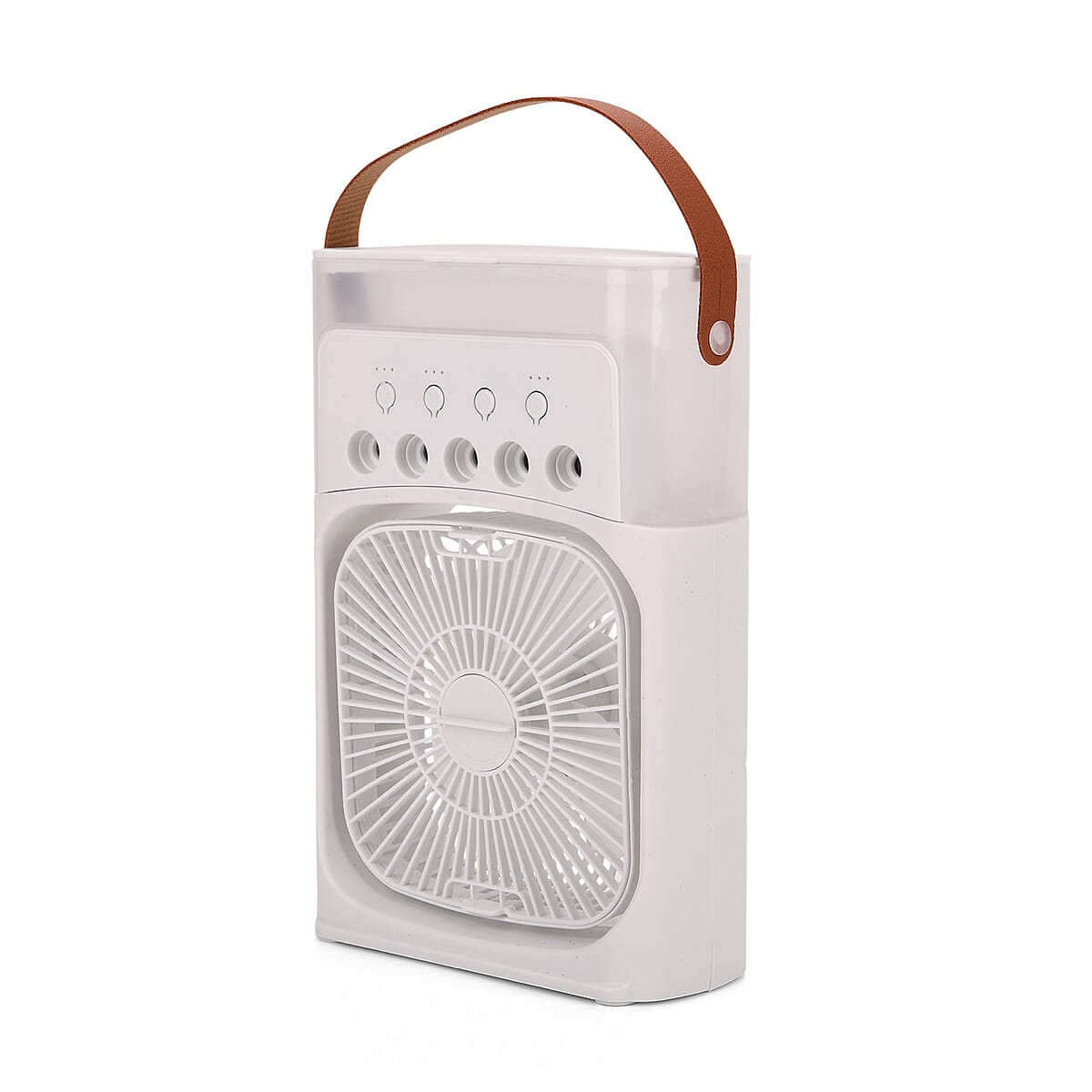 Multifunctional 5-hole Humidifier Fan with Handle with Flashing Light - White image number 3