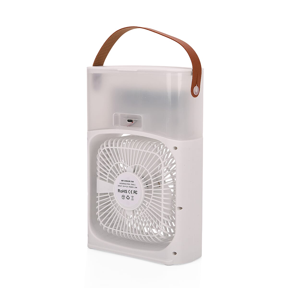 Multifunctional 5-hole Humidifier Fan with Handle with Flashing Light - White image number 4