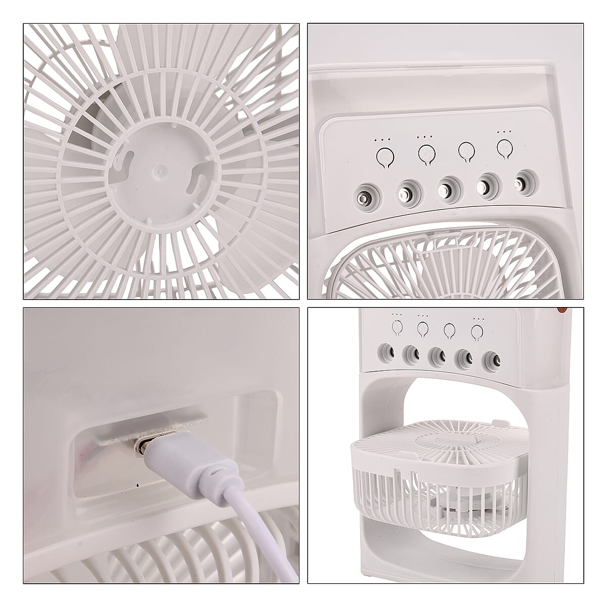 Multifunctional 5-hole Humidifier Fan with Handle with Flashing Light - White image number 6